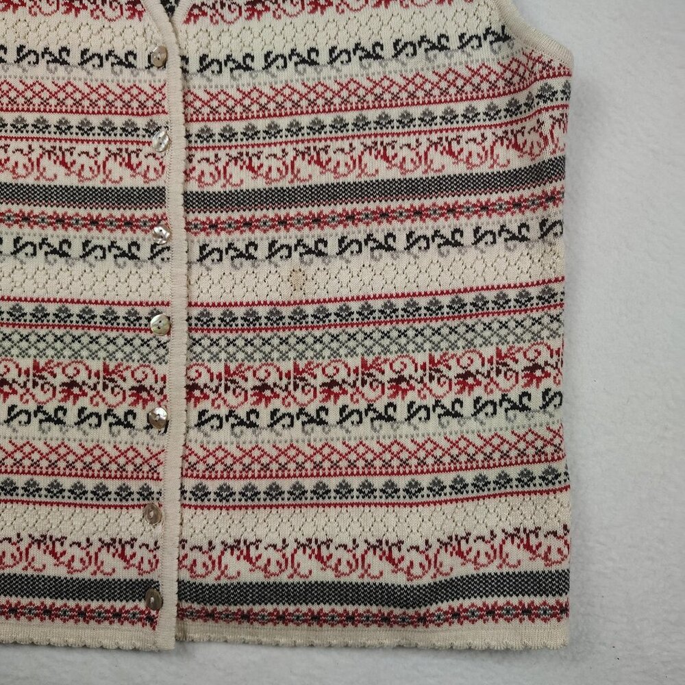 VTG 90's Susan Bristol Sweater Vest Womens Large Cream Fair Isle Nordic - Picture 4 of 8